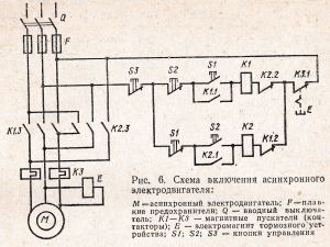 схема включения асинхронного электродвигателя